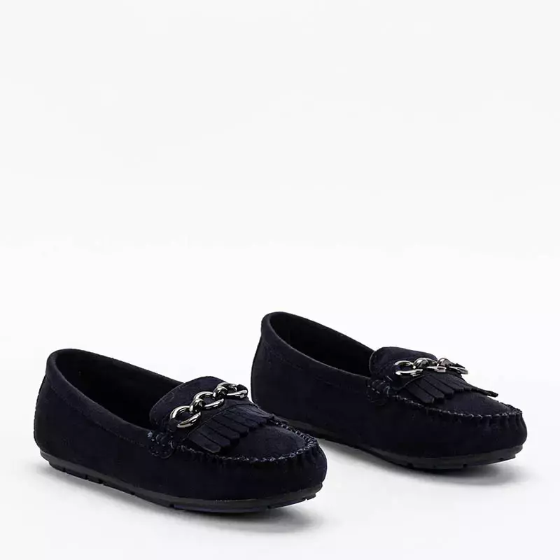 OUTLET Marineblaue Öko-Wildleder-Loafer für Damen Terikala - Schuhe