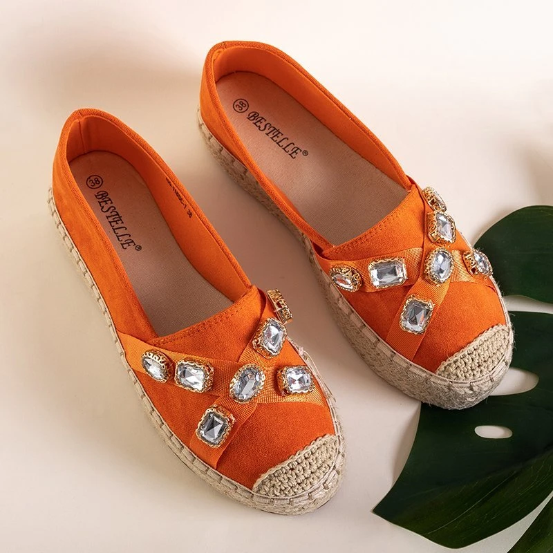 OUTLET Orange Damen-Espadrilles mit Erilla-Kristallen - Schuhe