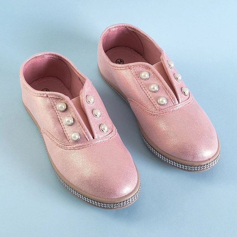 OUTLET Rosa Kinder-Slip-On-Sneakers mit Merini-Perlen - Schuhe