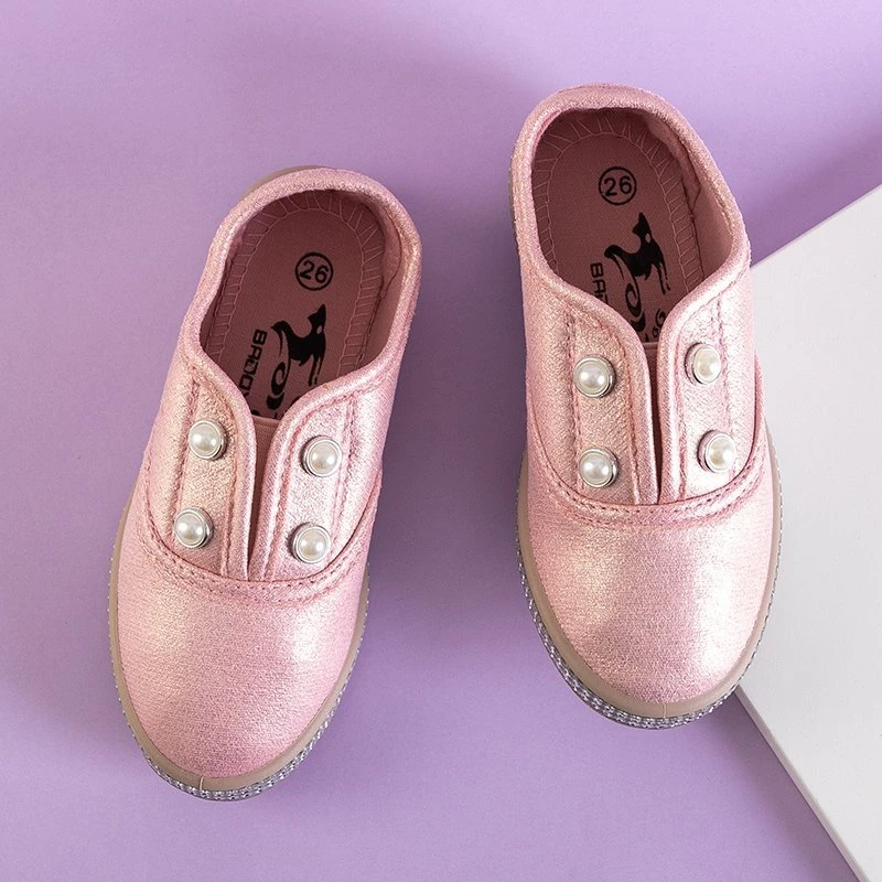 OUTLET Rosa Kinder-Sneaker zum Hineinschlüpfen mit Merinperlen - Schuhe