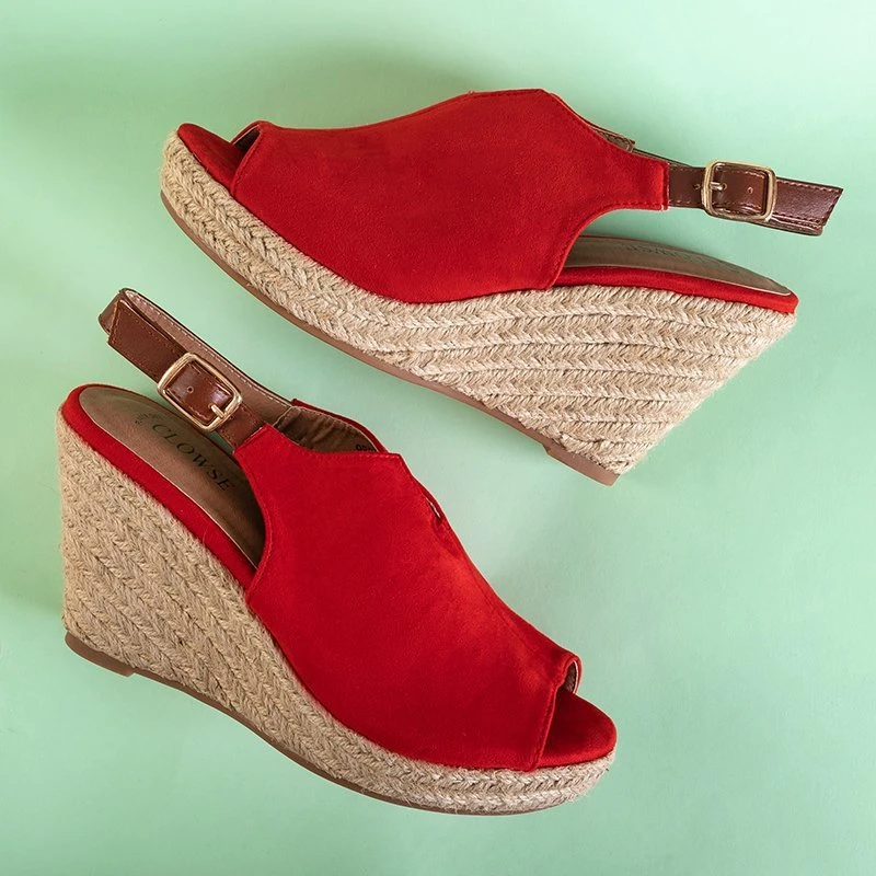 OUTLET Rote Keilsandalen für Damen Clowse - Schuhe