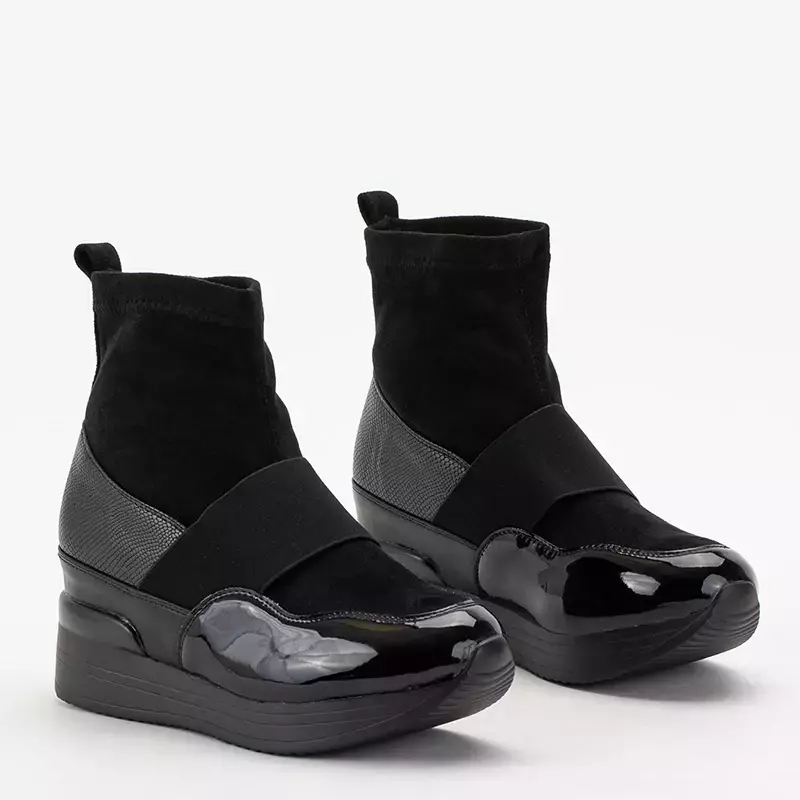 OUTLET Schwarze Damen-Slipper mit Prägung und Lackleder Keledi - Schuhe