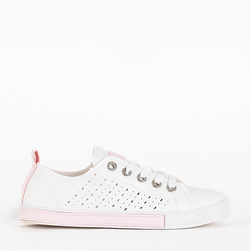 OUTLET Weiße und rosa durchbrochene Turnschuhe Andreiak - Schuhe