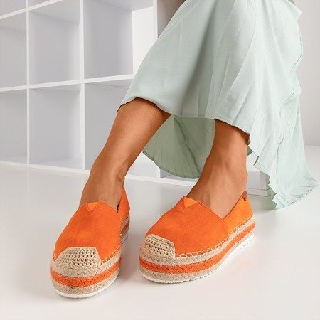 Orange Damen-Espadrilles auf der Bergen-Plattform - Schuhe