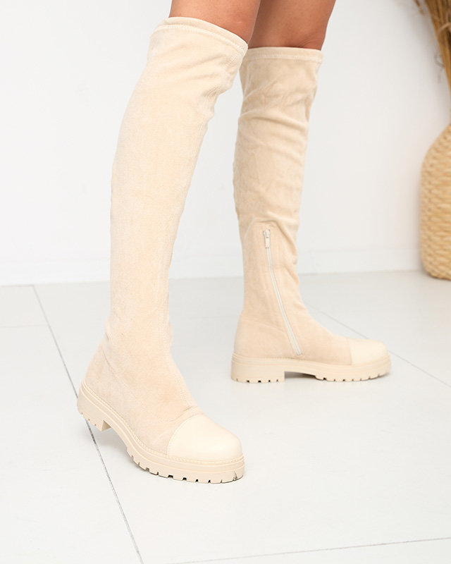 Overknee-Stiefel für Damen in Beige Caffi- Footwear