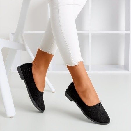 Rewita schwarze durchbrochene Slipper - Schuhe