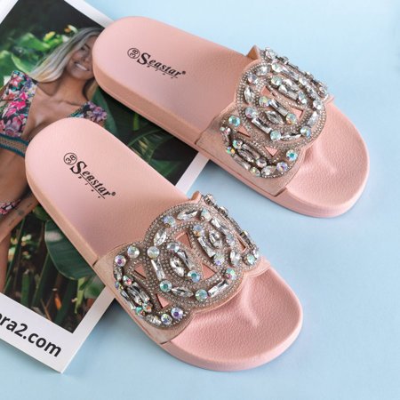 Rosa Gummipantoffeln mit Masandra-Ornamenten - Schuhe