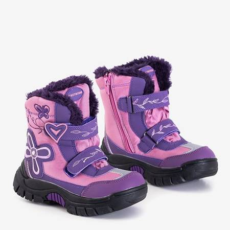 Rosa-lila Mädchen-Schneestiefel mit Aufnähern Yomiko - Footwear