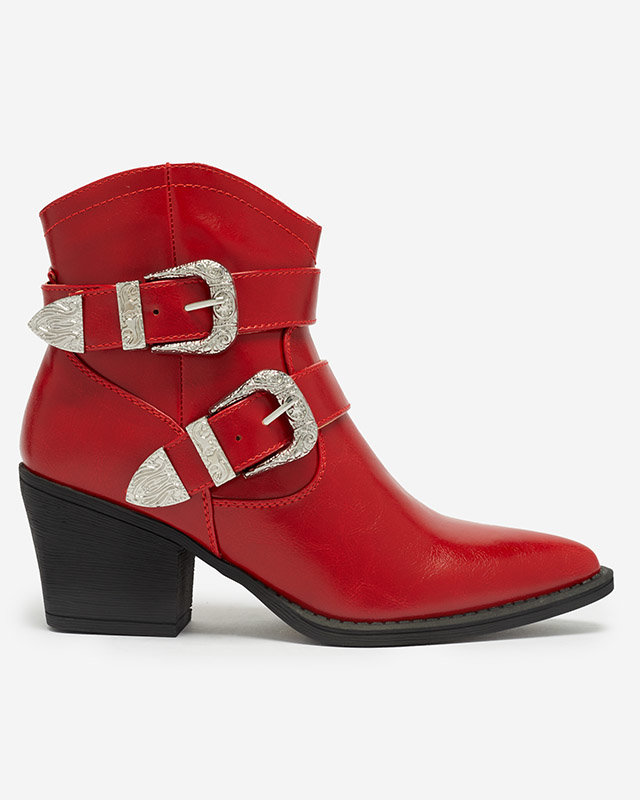 Rote Damen-Cowboystiefel mit Schnallen Hammy- Footwear