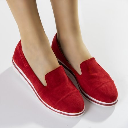 Rote Frauenmokassins auf einem niedrigen Keil Dardariel - Schuhe