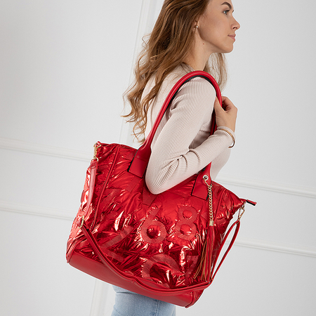 Rote große gesteppte Damenhandtasche - Handtaschen