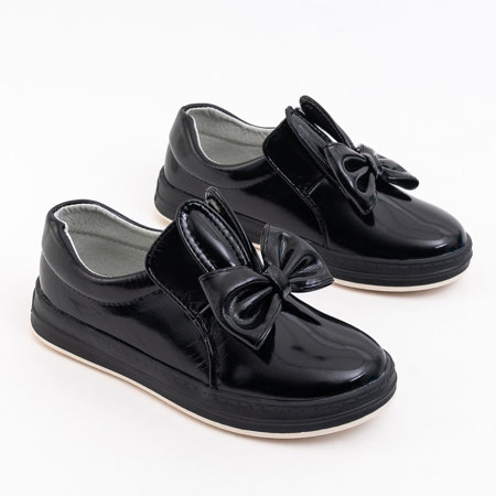 Schwarz lackierte Kinderschuhe mit Gigiss-Schleife - Schuhe
