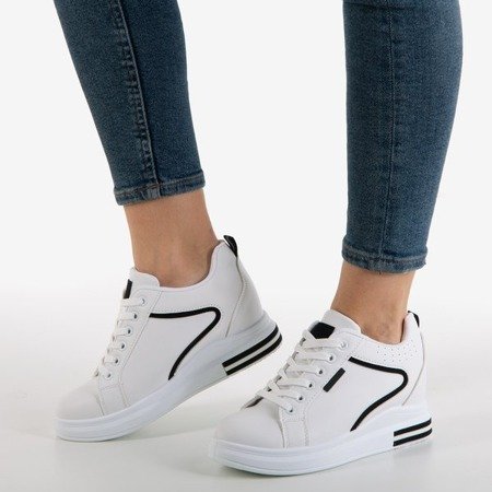 Schwarz-weiße Damen-Sneakers mit Indoor-Keilabsatz Marcja - Footwear