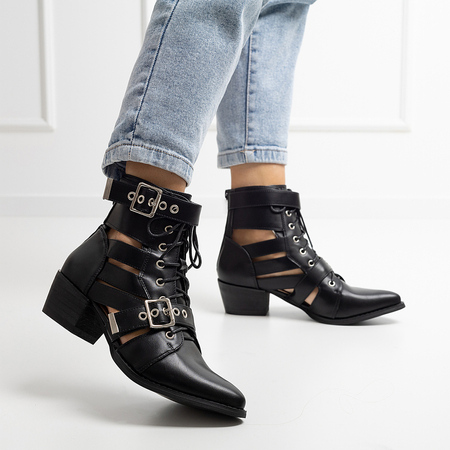 Schwarze Damen-Cowboystiefel mit Isodal-Ausschnitten - Schuhe