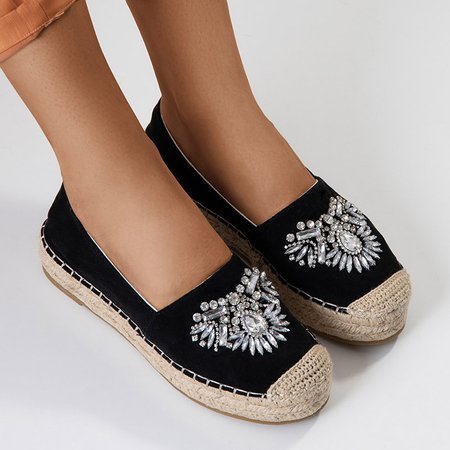 Schwarze Damen-Espadrilles mit Lucima-Dekorationen - Schuhe