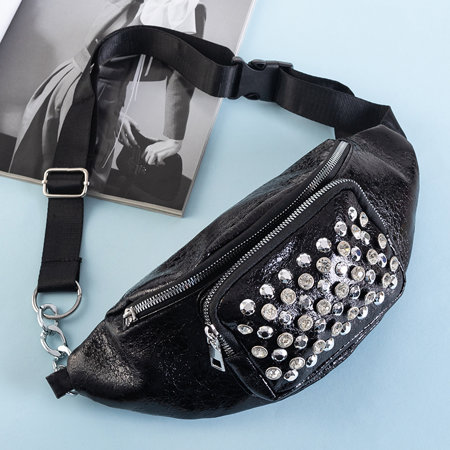 Schwarze Damen-Gürteltasche mit Zirkonia - Handtaschen