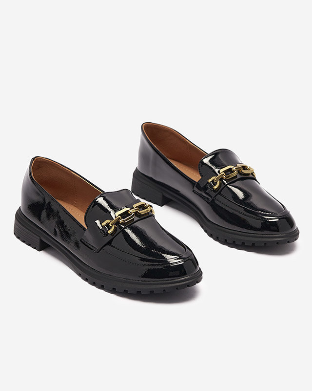 Schwarze Damen Mokassins mit Ornament Olevosa - Schuhe