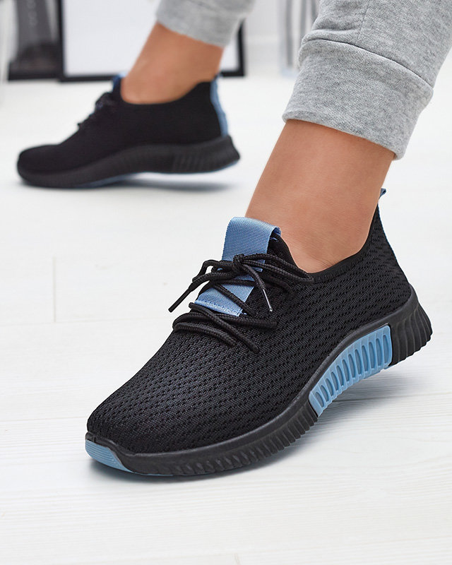 Schwarze Damen-Sportschuhe mit blauen Einsätzen Keteti - Schuhe