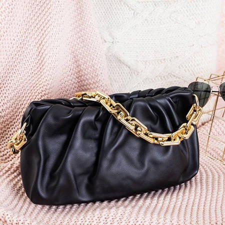 Schwarze Damenhandtasche mit Rüschen - Handtaschen