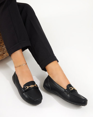 Schwarze Damenmokassins mit Verzierung an der Schuhspitze von Okeri - Footwear