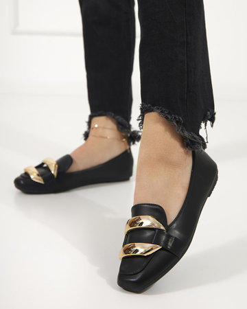 Schwarze Damenmokassins mit Verzierung an der Spitze Slodis - Footwear