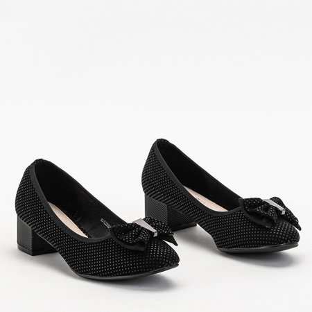 Schwarze Damenpumps mit Tupfen mit Schleife Verima - Schuhe