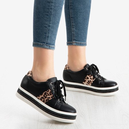 Schwarze Damenschuhe auf einer Raffael-Leopardenplattform - Schuhe 1
