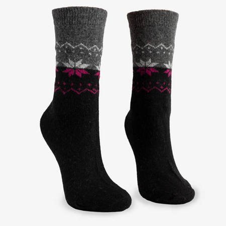 Schwarze Damensocken mit norwegischem Muster 3 / Pack - Socken