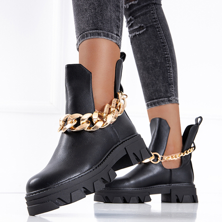 Schwarze Damenstiefel mit Kette Tenkay - Footwear