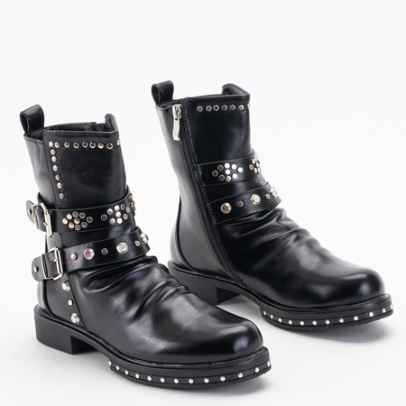 Schwarze Damenstiefel mit Schnallen Gromesta - Schuhe