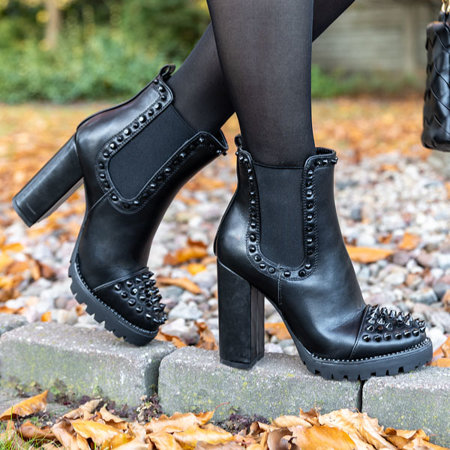 Schwarze Damenstiefelette mit Nieten Landra - Schuhe