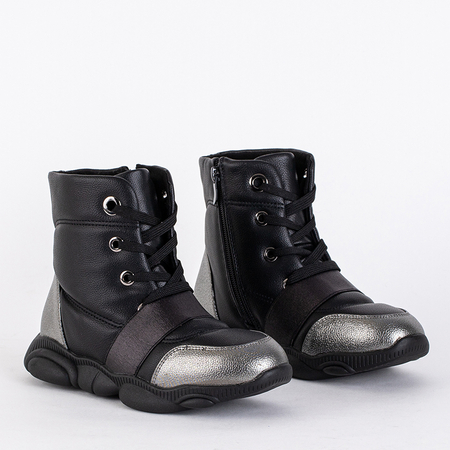 Schwarze Kinderstiefel mit silbernen Einsätzen Kaliaso - Schuhe