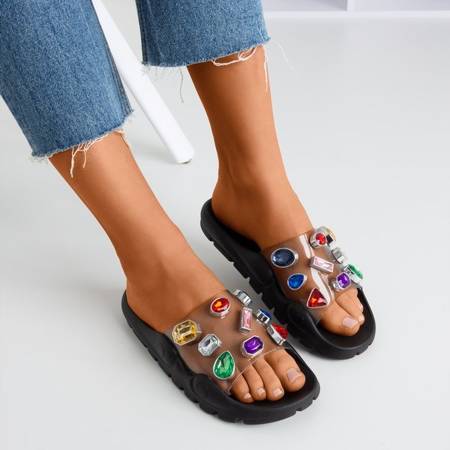Schwarze Sandalen mit Tamarice-Steinen - Schuhe