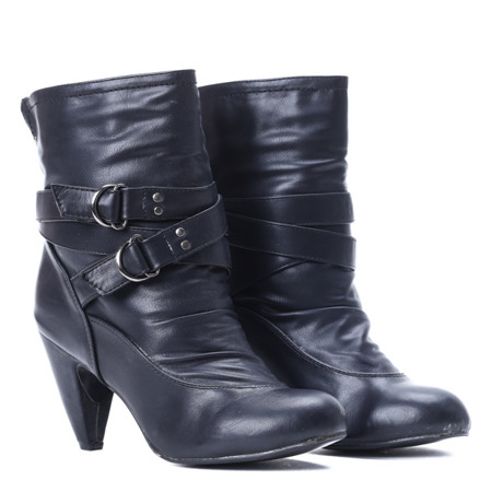 Schwarze Stiefeletten aus Öko-Leder mit hohem Absatz Marryna - Schuhe