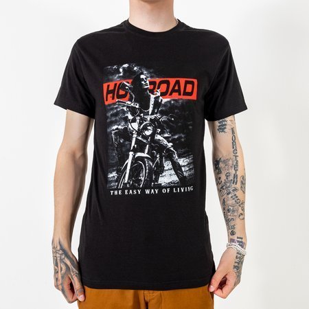 Schwarzes Baumwoll-T-Shirt mit Print - Kleidung
