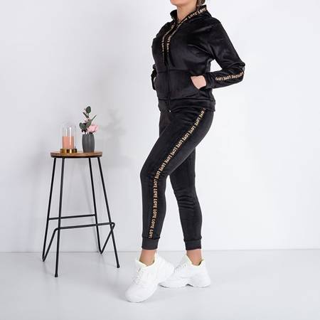Schwarzes gepolstertes Damen-Sweatshirt mit Streifen - Kleidung