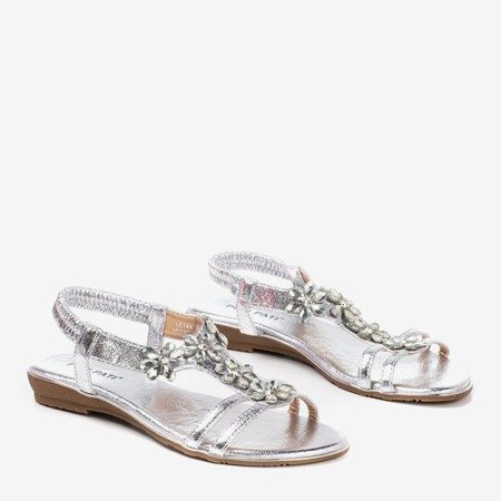 Silberne Damensandalen mit Crisela-Kristallen - Schuhe