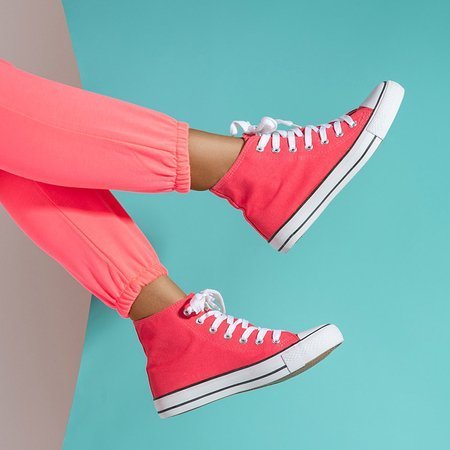 Skarllet Damen Neon Pink High Sneakers - Schuhe