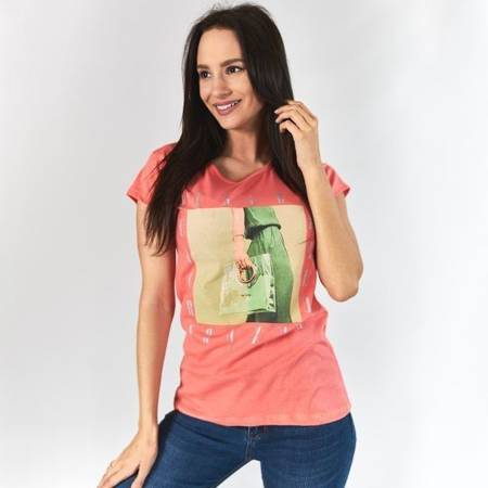 T-Shirt mit Korallendruck für Damen - Kleidung