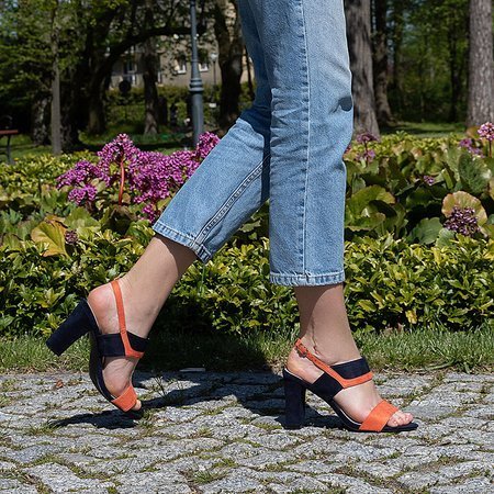 Tiffan Navy und Orange Damensandalen - Schuhe
