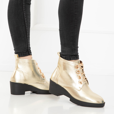 Tivera gold Damen-Stiefeletten mit flachem Absatz zum Schnüren - Schuhe