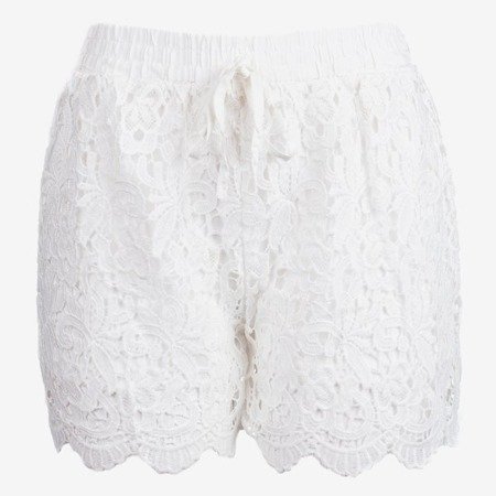 Weiße Damen-Shorts mit Spitze verziert - Hose 1