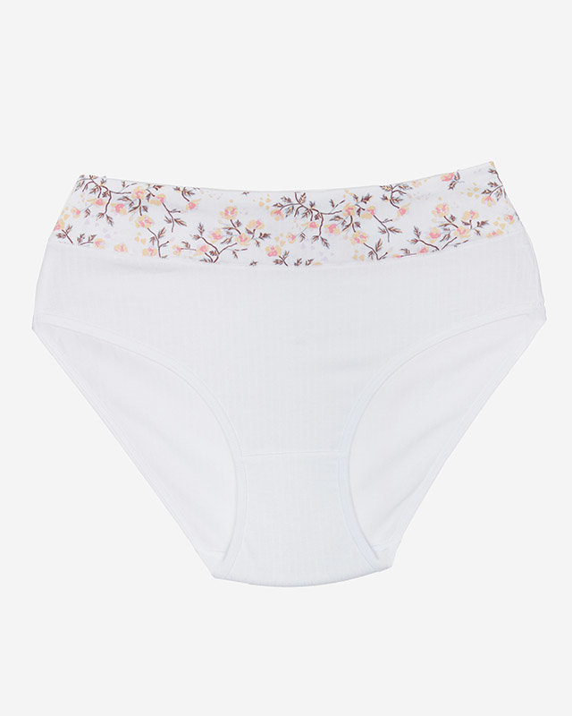 Weiße Damenslips mit Blumengürtel - Unterwäsche