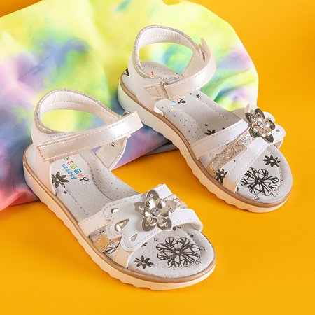 Weiße Kindersandalen mit Blume Masari - Schuhe