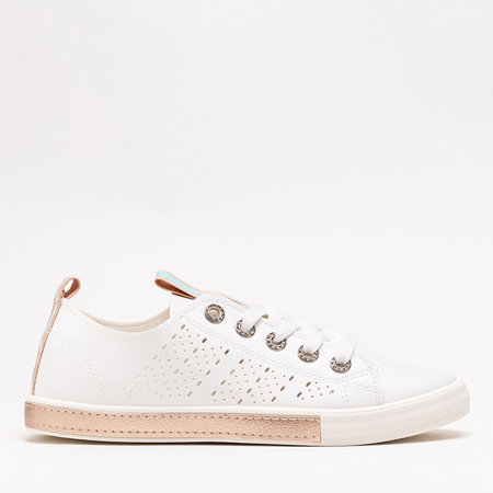 Weiße Kowen Sneakers mit roségoldener Einlage - Schuhe