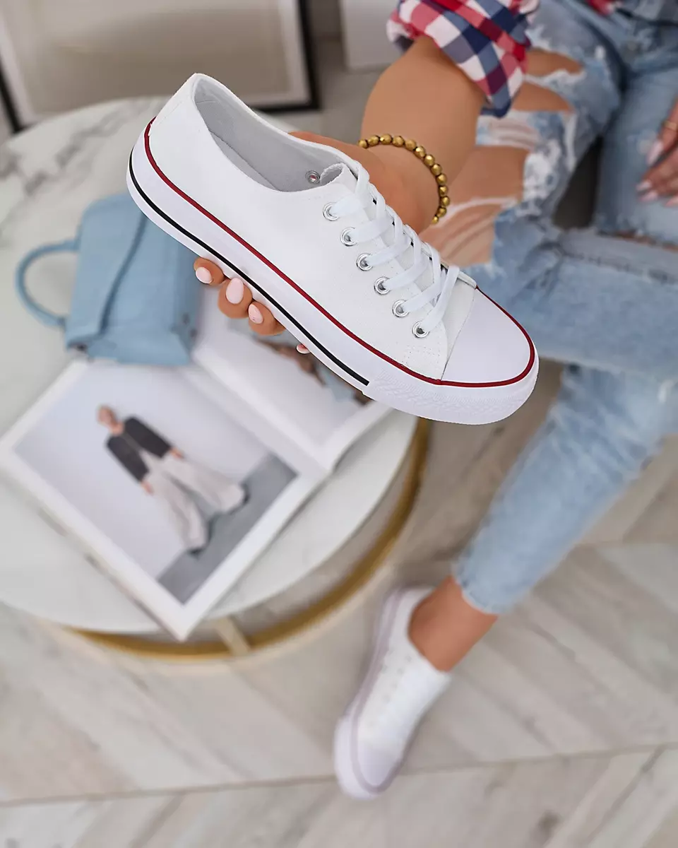 Weiße klassische Damen-Schnürsneaker Ogisa - Schuhe