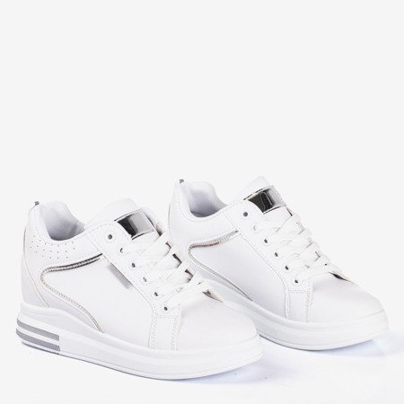 Weiße und silberne Damen-Sneaker mit Indoor-Keilabsatz Marcja - Footwear