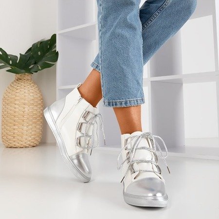 Weiße und silberne Damenschuhe Enzo - Footwear