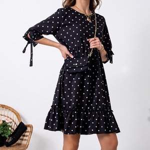 Ausgestelltes Kleid mit schwarzen Tupfen für Damen - Kleidung