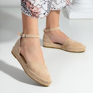 Beige Damen Sandalen a'la Espadrilles auf der Monata Plattform - Schuhe